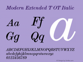 Modern Extended T OT Italic OTF 1.002;PS 1.05;Core 1.0.27;makeotf.lib(1.11)图片样张