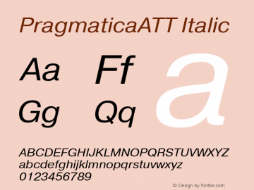 PragmaticaATT Italic TrueType Maker version 3.00.00图片样张