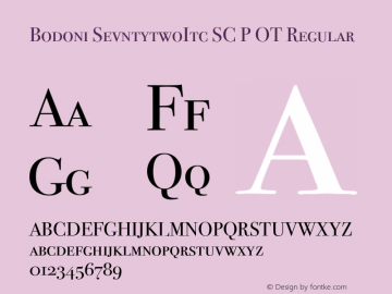 Bodoni SevntytwoItc SC P OT Regular OTF 1.002;PS 1.05;Core 1.0.27;makeotf.lib(1.11) Font Sample