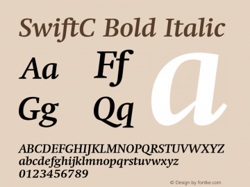 SwiftC Bold Italic Version 002.000 Font Sample