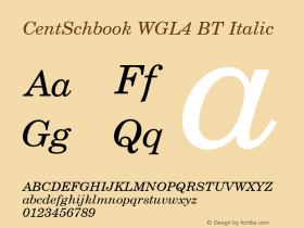 CentSchbook WGL4 BT Italic Version 2.00 Bitstream WGL4 Set图片样张