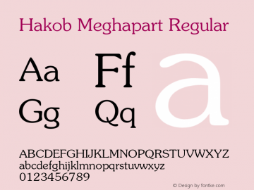 Hakob Meghapart Regular OTF 2.900;PS 002.090;Core 1.0.29图片样张