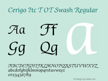 Cerigo Itc T OT Swash Regular OTF 1.002;PS 1.05;Core 1.0.27;makeotf.lib(1.11) Font Sample