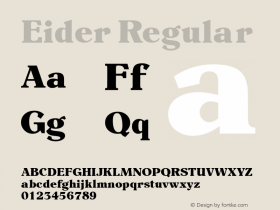 Eider Regular Altsys Fontographer 4.0.3 2/6/94 Font Sample