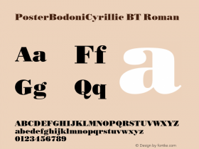 PosterBodoniCyrillic BT Roman Version 2.00 Bitstream Cyrillic Set Font Sample