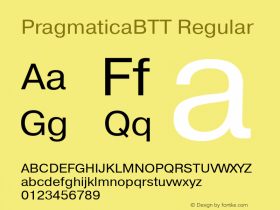 PragmaticaBTT Regular TrueType Maker version 3.00.00 Font Sample