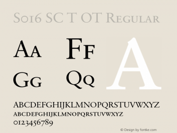 S016 SC T OT Regular OTF 1.001;PS 1.05;Core 1.0.27;makeotf.lib(1.11) Font Sample