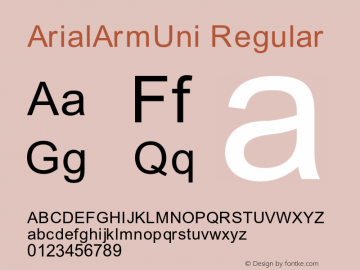 ArialArmUni Regular OTF 2.900;PS 002.090;Core 1.0.29 Font Sample