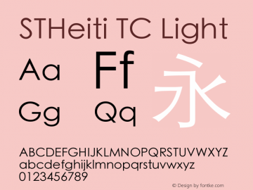 STHeiti TC Light 6.1d26e1 Font Sample