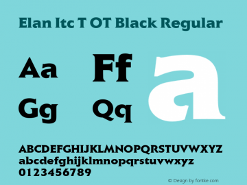 Elan Itc T OT Black Regular OTF 1.001;PS 1.05;Core 1.0.27;makeotf.lib(1.11)图片样张