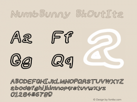 NumbBunny BkOutIta Version 1.0 Font Sample