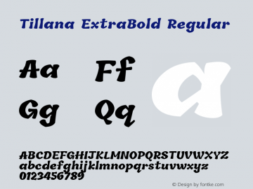 Tillana ExtraBold Regular Version 2.002;PS 1.0;hotconv 1.0.79;makeotf.lib2.5.61930; ttfautohint (v1.2.42-39fb)图片样张
