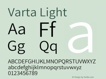 Varta Light Version 1.003; ttfautohint (v1.3) -l 8 -r 24 -G 200 -x 12 -H 50 -D deva -f latn -m 