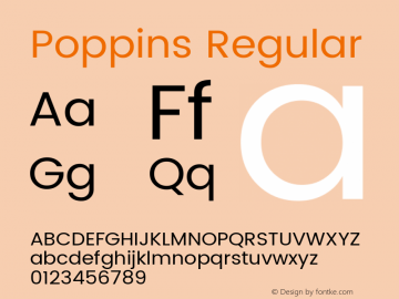 Poppins Regular Version 2.000;PS 1.0;hotconv 1.0.79;makeotf.lib2.5.61930; ttfautohint (v1.2.42-39fb) Font Sample