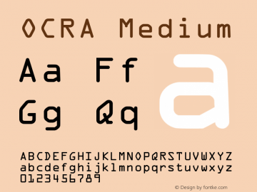 OCRA Medium Version 001.000 Font Sample