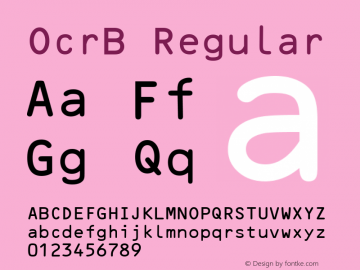 OcrB Regular Version 1.01 Font Sample