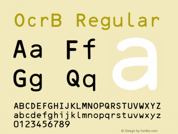 OcrB Regular Altsys Fontographer 3.5  4/15/93图片样张