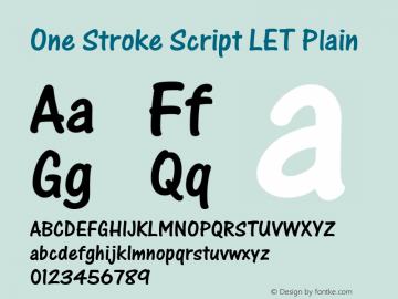 One Stroke Script LET Plain Unknown Font Sample