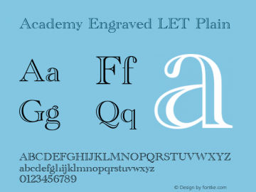 Academy Engraved LET Plain 3.4 Font Sample