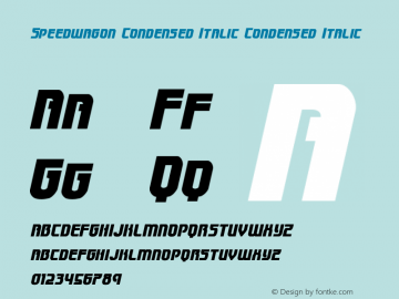 Speedwagon Condensed Italic Condensed Italic Version 1.0; 2015图片样张