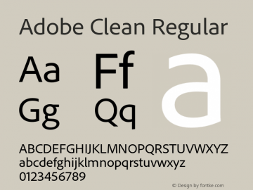 Adobe Clean Regular Version 5.210;PS 2.000;hotconv 1.0.71;makeotf.lib2.5.5900 Font Sample