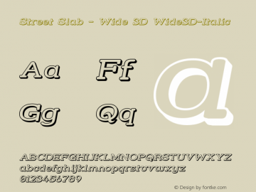 Street Slab - Wide 3D Wide3D-Italic Version 001.000 Font Sample