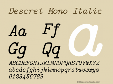 Descret Mono Italic Version 0.3.0 ; ttfautohint (v1.3) Font Sample