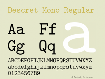 Descret Mono Regular Version 0.3.0 ; ttfautohint (v1.3) Font Sample
