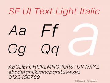 SF UI Text Light Italic 11.0d45e1--BETA Font Sample