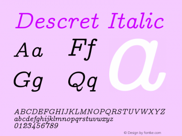 Descret Italic Version 0.3.0 ; ttfautohint (v1.3) Font Sample