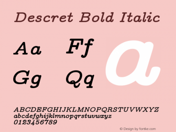 Descret Bold Italic Version 0.3.0 ; ttfautohint (v1.3) Font Sample