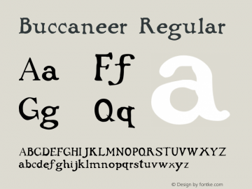 Buccaneer Regular Altsys Fontographer 3.5  10/19/92 Font Sample