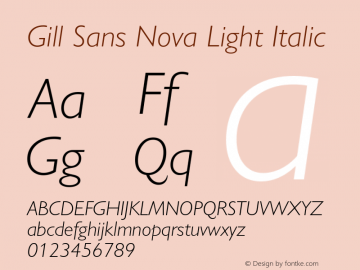 Gill Sans Nova Light Italic Version 1.01 Font Sample