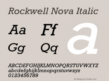 Rockwell Nova Italic Version 1.01 Font Sample