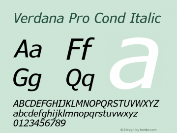 Verdana Pro Cond Italic Version 6.11图片样张