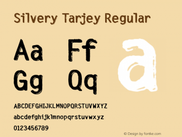 Silvery Tarjey Regular Version 001.000 Font Sample