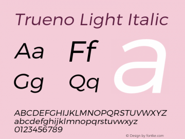 Trueno Light Italic Version 3.001图片样张