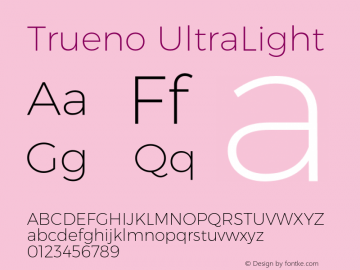 Trueno UltraLight Version 3.001 Font Sample