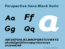 Perspective Sans Black Italic Altsys Fontographer 4.0 18/1/2001 Font Sample