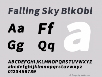 Falling Sky BlkObl Version 1.000 Font Sample
