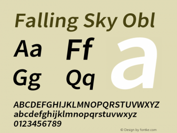 Falling Sky Obl Version 1.000 Font Sample