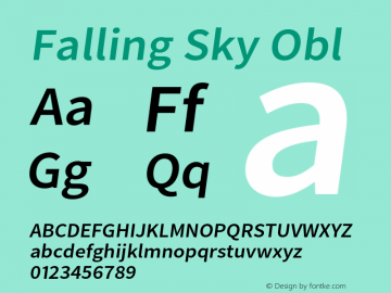 Falling Sky Obl Version 1.02 Font Sample