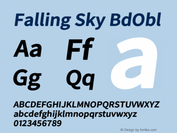 Falling Sky BdObl Version 1.02 Font Sample