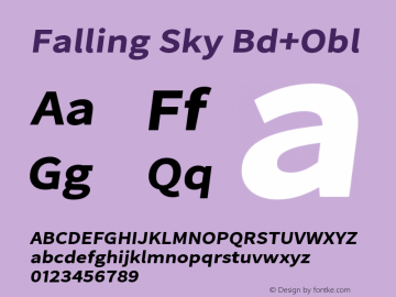 Falling Sky Bd+Obl Version 1.02 Font Sample