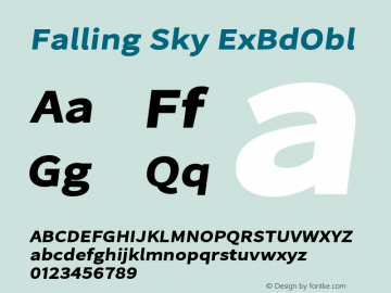 Falling Sky ExBdObl Version 1.02 Font Sample