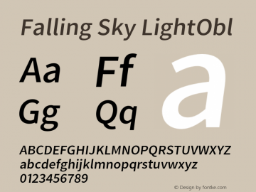 Falling Sky LightObl Version 1.02 Font Sample