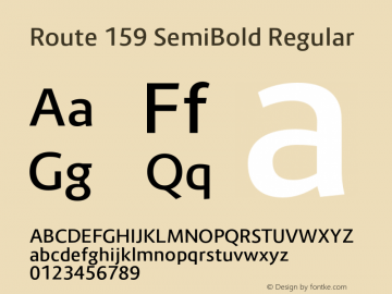 Route 159 SemiBold Regular Version 1.000;PS 001.000;hotconv 1.0.70;makeotf.lib2.5.58329 Font Sample