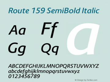 Route 159 SemiBold Italic Version 1.000 Font Sample