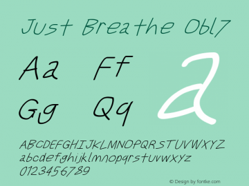 Just Breathe Obl7 Version 0.72 Font Sample