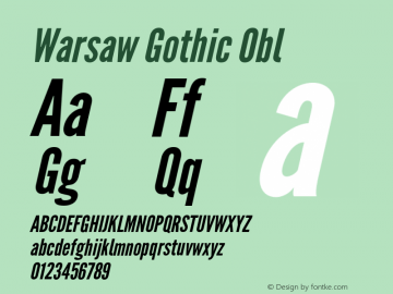 Warsaw Gothic Obl Version 1.56 Font Sample